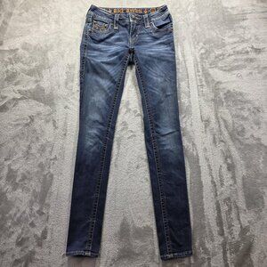 Rock Revival Jeans Womens 25 Jessica Skinny Stretch Embroidered Pocket Denim Pan